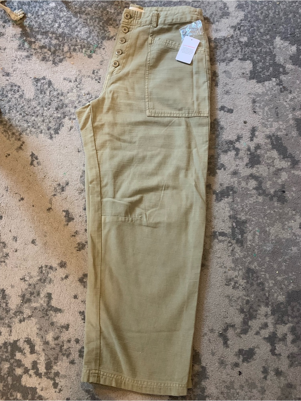 Lucky Brand Women's Cargo Pants in Olive Green with Button-Fly